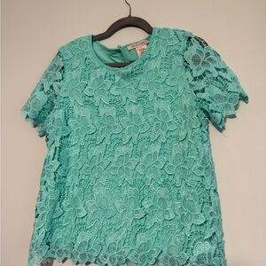 Philosophy Floral Lace Teal Top Small